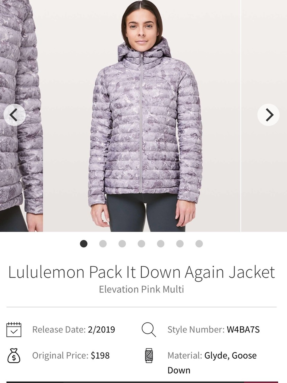 EUC Lululemon Pack It Down Again Jacket - Elevation Pink Multi Size 6